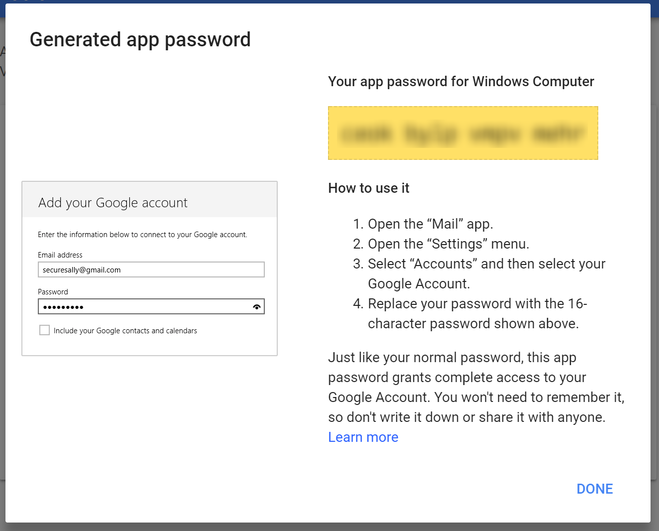 set up gmail in outlook 2016 two-factor authentication