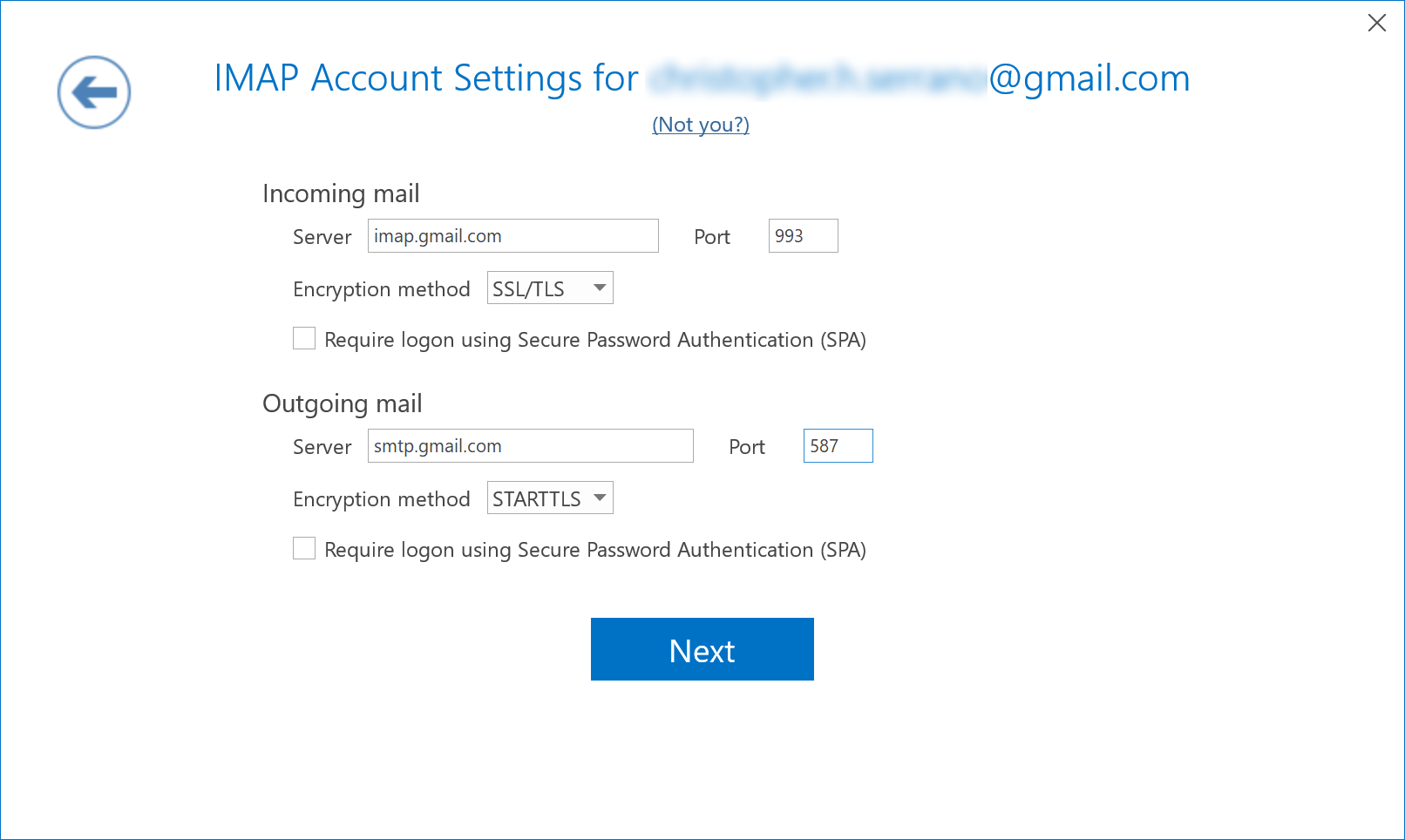 add gmail to outlook 2016