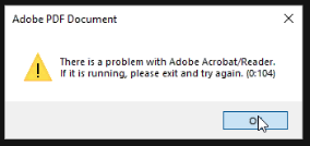 Adobe Reader Error 0 104 Adobe Reader Error 0 104