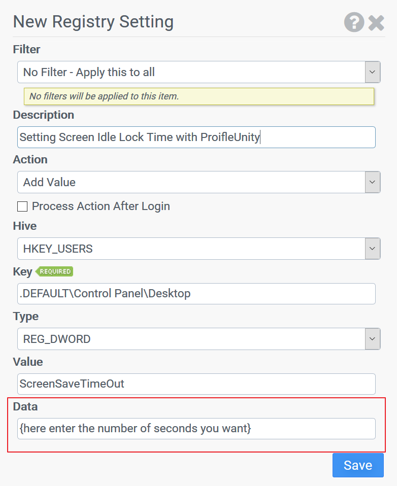 Setting Screen Idle Lock Time with ProfileUnity Liquidware Customer